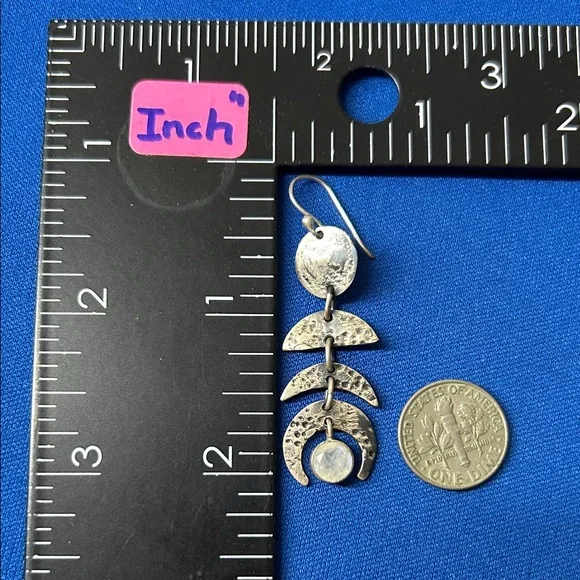 🖤NWOT🔺Moon Phase Moonstone Drop Earrings Sterling Silver - Picture 12 of 12